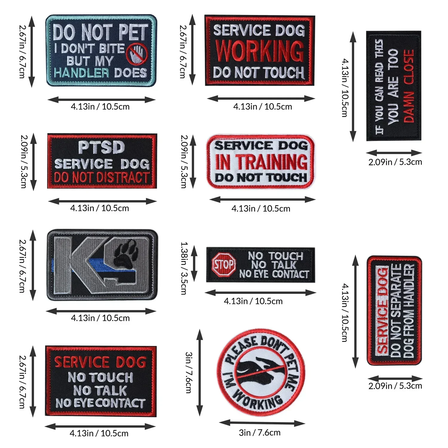 Accesorios tácticos de la bandera K9, parche bordado, servicio, insignia de moral de perro, no tocar, chaleco militar para mascotas, brazalete de gancho y bucle - imagen 5