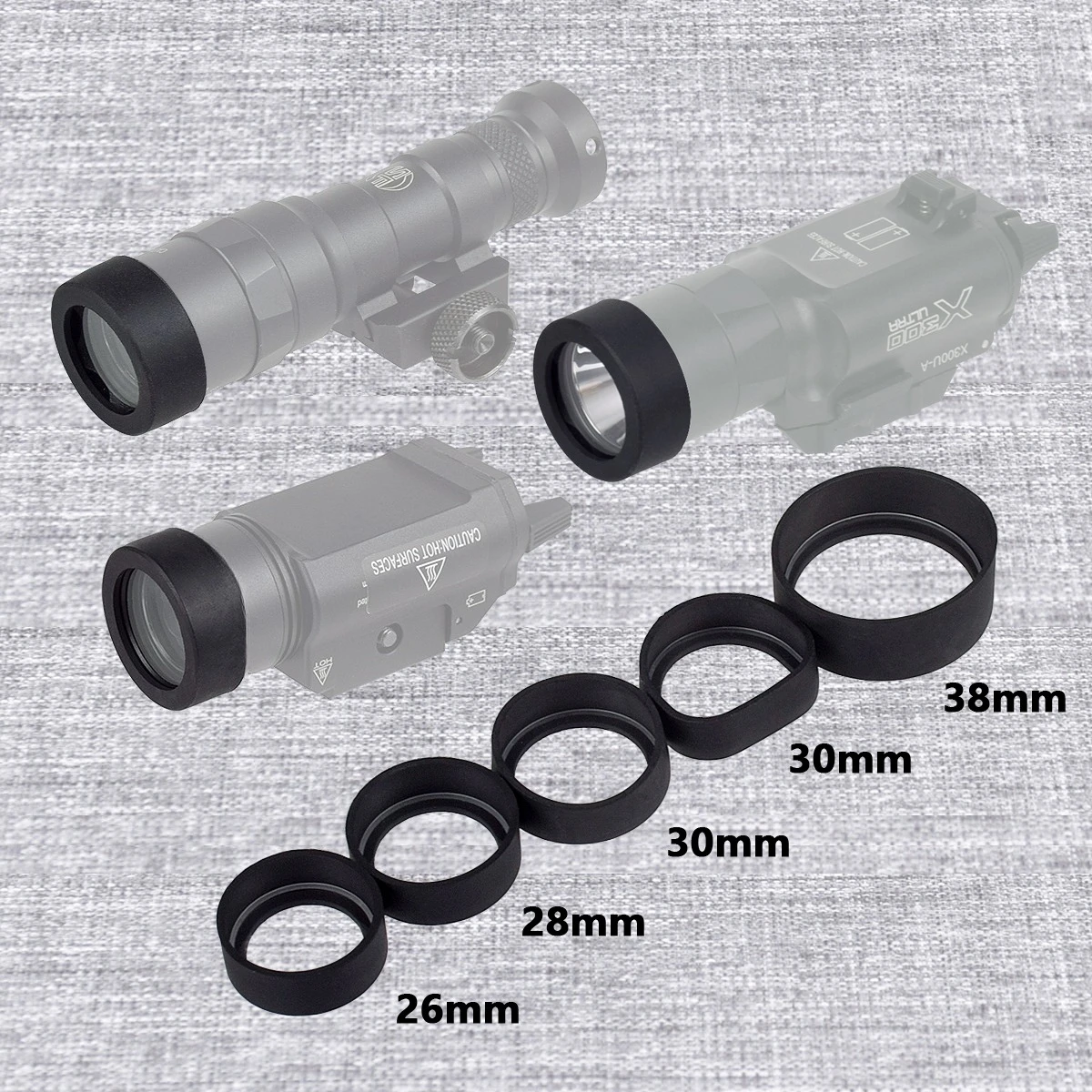 SureFire M300B M600B X300 X400V T01 T02 Protector de armas de caza cubierta de linterna de luz Protector de lente personalizado 26mm 28MM 30MM 38mm - imagen 2