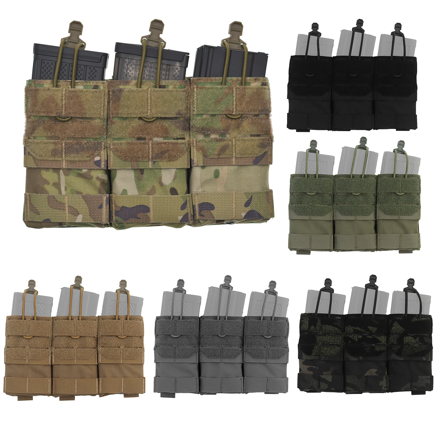 Portacargadores triple 5.56 MOLLE – Retención elástica para AR-15