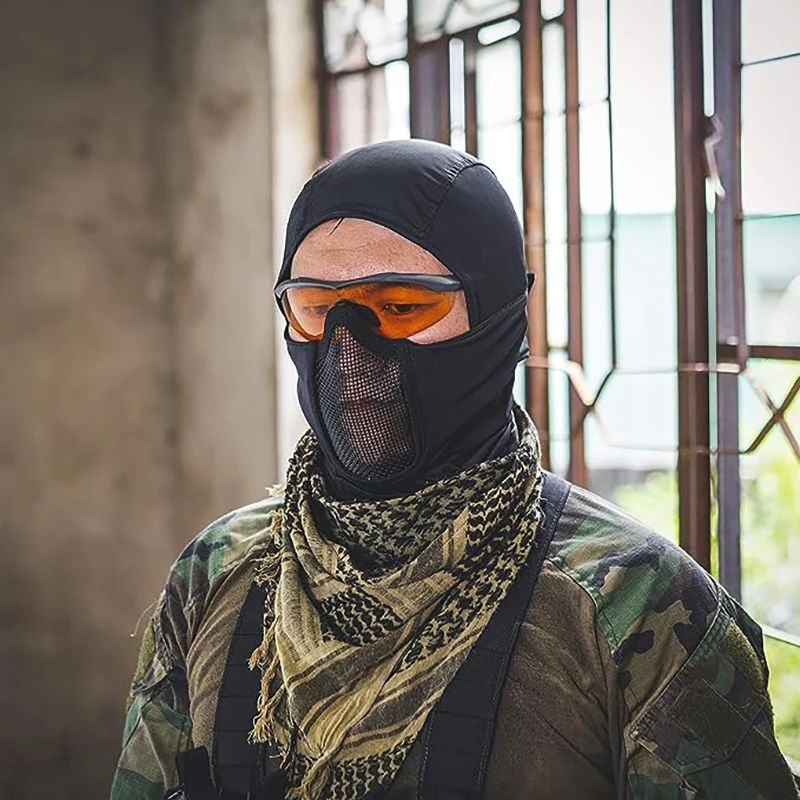 Pasamontañas táctico media cara malla transpirable para Airsoft y caza - imagen 5