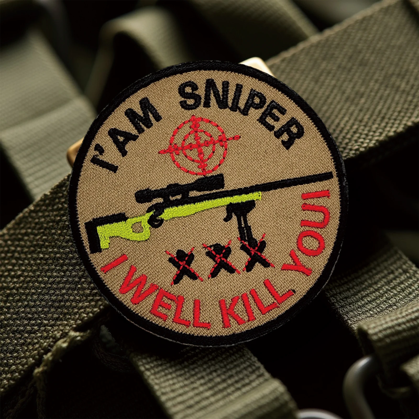 Parche de Velcros de advertencia para Rifle de francotirador, insignia bordada con cierre de gancho y bucle divertido para mochila táctica Molle, chaqueta y gorras - imagen 4