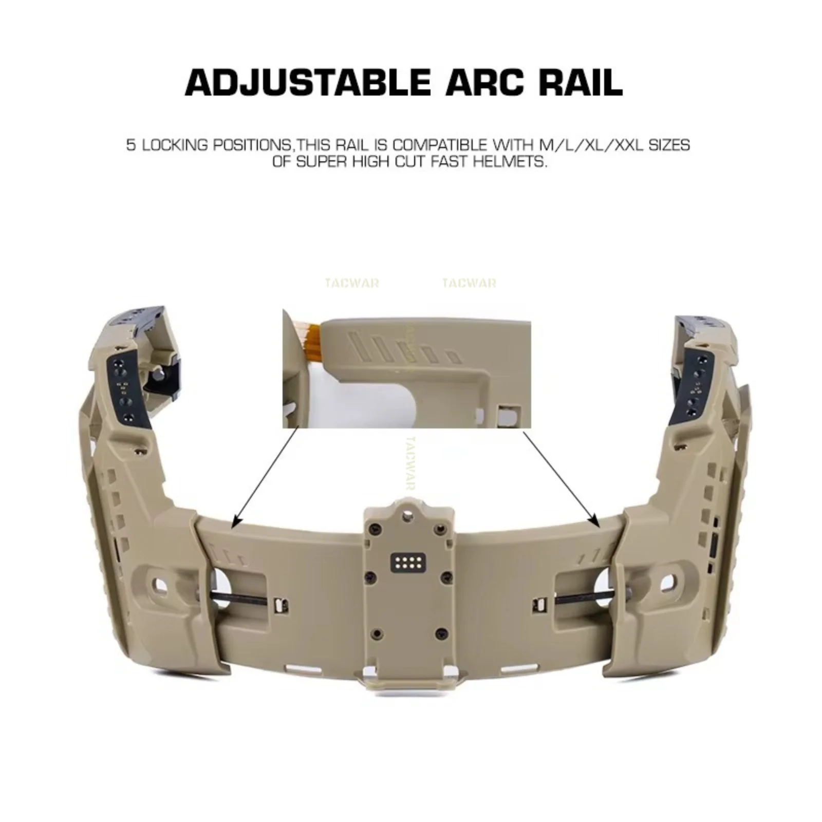 Riel ARC modular con 5 posiciones de bloqueo Compatible con tamaños M/L/XL/XXL de casco rápido de corte súper alto - imagen 3
