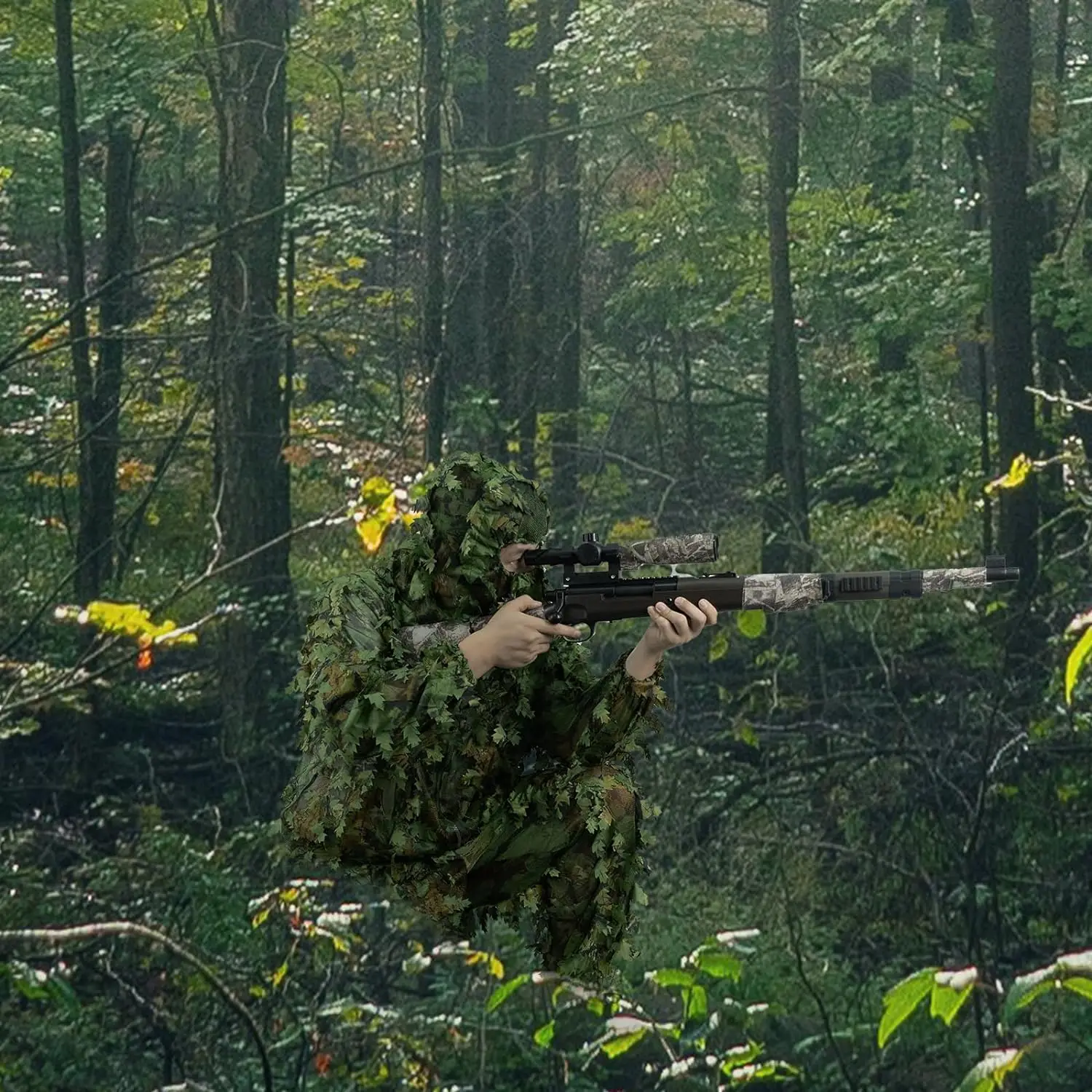 Traje de hoja 3D, capa de hoja, traje de camuflaje, ropa de camuflaje de hoja de arce, conjunto táctico - imagen 5