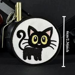 Parche táctico gato negro bordado con velcro para equipamiento militar