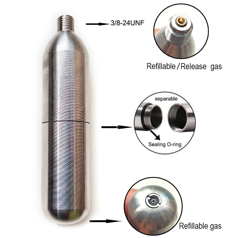Cilindro de Gas de cartucho de Co2 reciclable, 33g, 24g, para Soda, cerveza, Bar, herramientas de barman, accesorios de cocina, chaleco salvavidas, Airbag - imagen 2