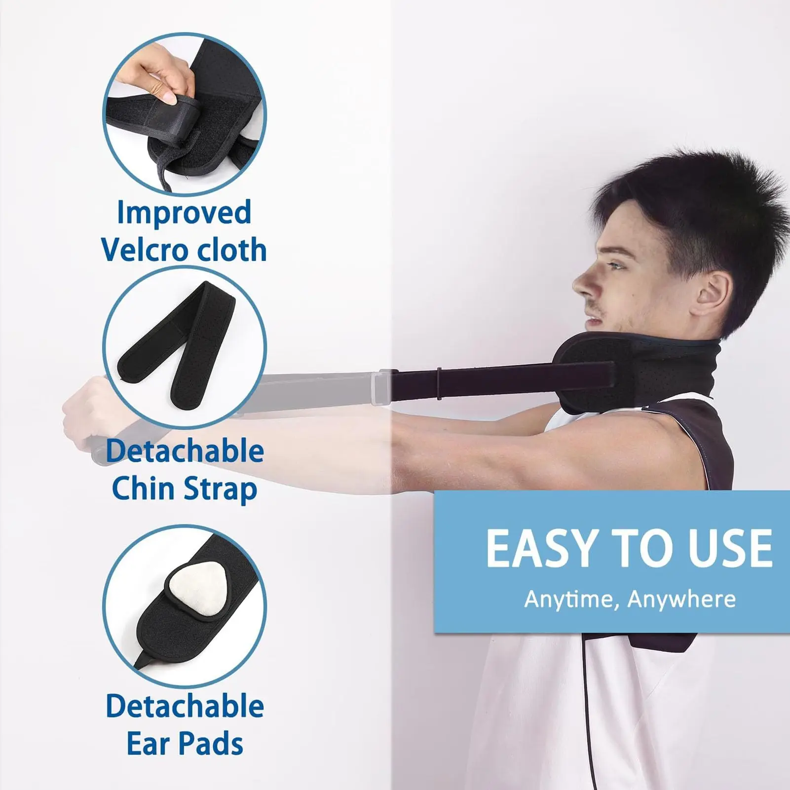 Correa ensanchadora de cuello para dolor de cuello, correa de descompresión con agarre cómodo y correa para la barbilla, ejercitador de recuperación de curva de cuello - imagen 4