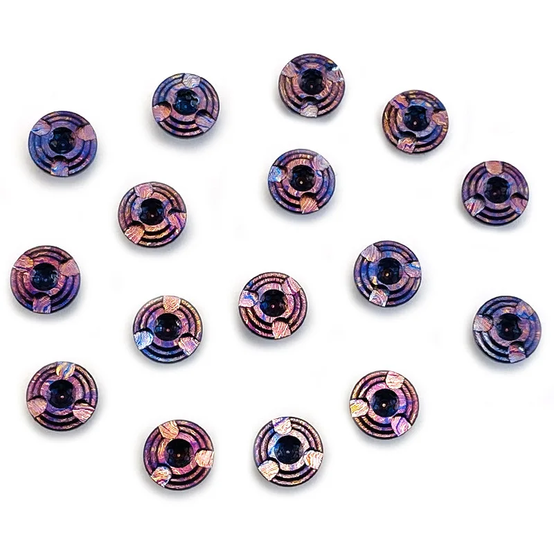 CNC Damasco patrón cuchillo mango Timascus titanio M4 tornillo clavo T10 Torx cabeza de botón DIY hacer piezas de accesorios - imagen 3