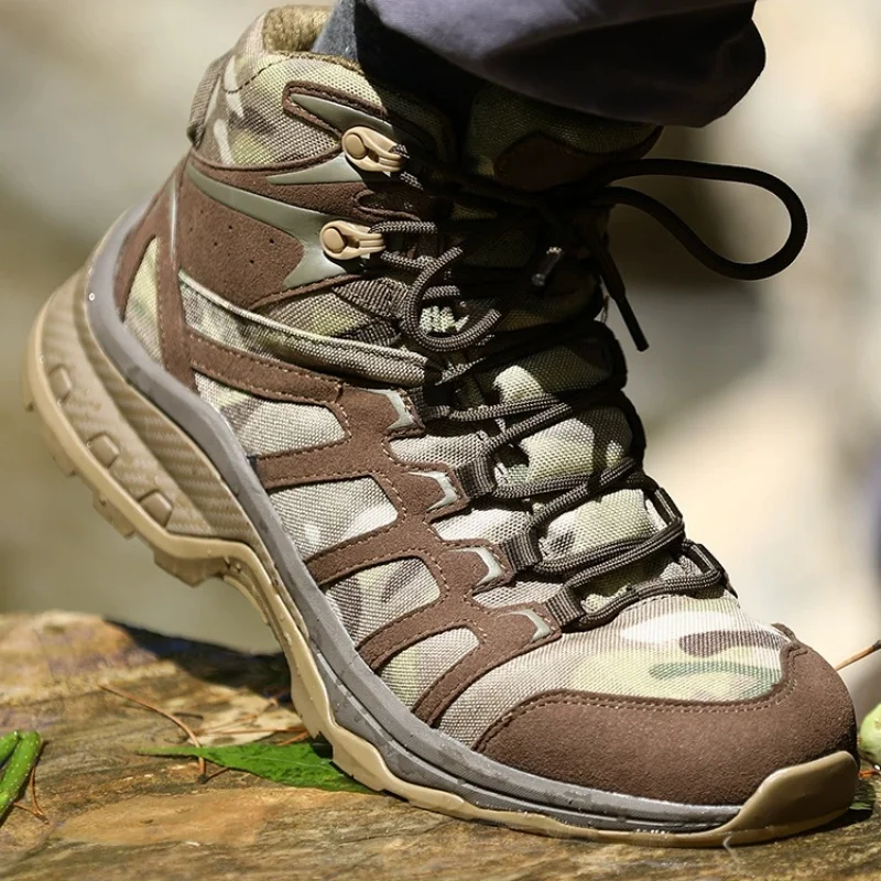 Zapatos tácticos de tubo medio al aire libre para desierto, botines de corte bajo para viajeros urbanos, senderismo, montañismo, campamento, caza, zapatillas deportivas - imagen 4