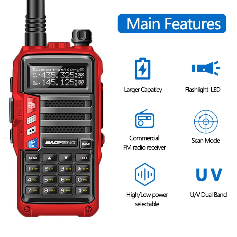 Baofeng-walkie-talkie UV-5R Plus, Radio bidireccional de 15W, UHF/VHF, potencia de 50 KM, USB, largo alcance, actualización de UV 5R UV-10R S9 Plus - imagen 3