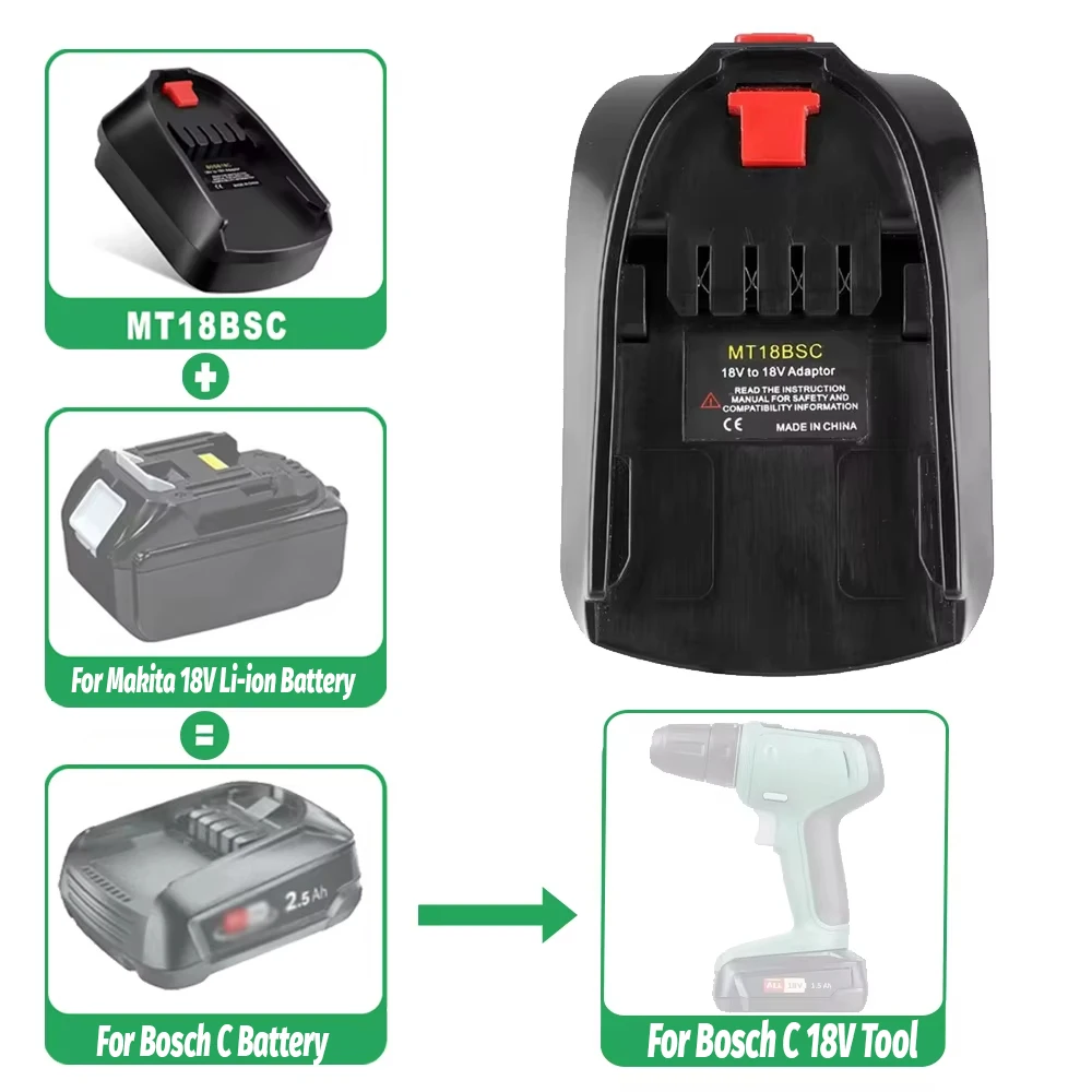 Convertidor adaptador de batería MT18BSC para batería de iones de litio Makita de 18V, conversión a herramientas eléctricas de la serie Bosch PBA - imagen 3