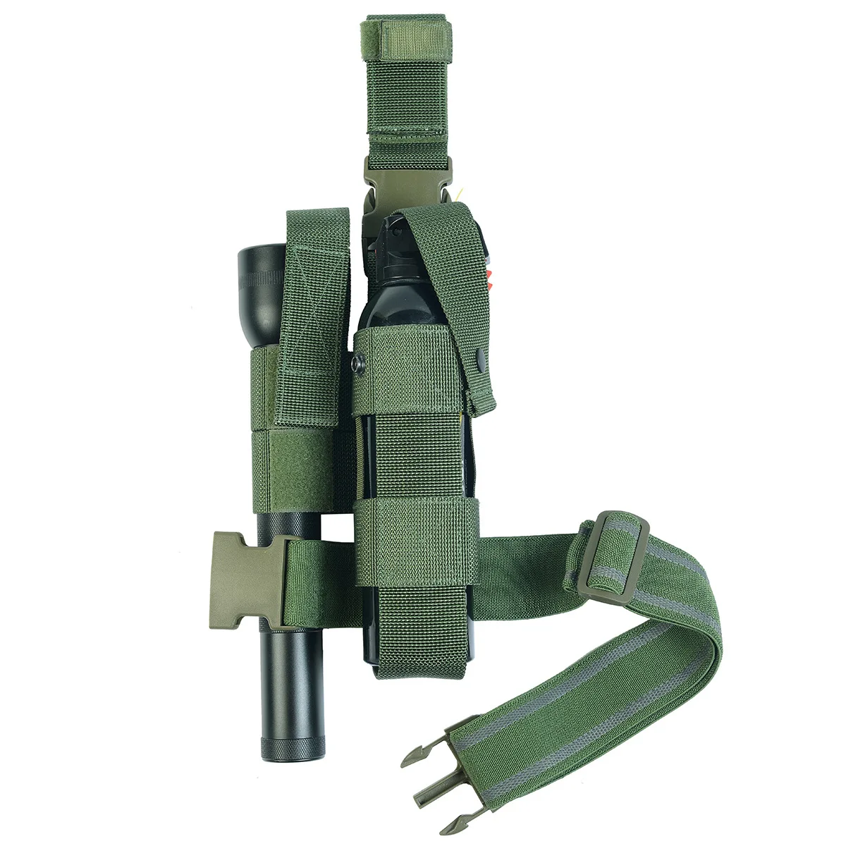 Spray táctico de pierna de caída/funda de pierna ajustable con bolsa para linterna para MK9 - imagen 5