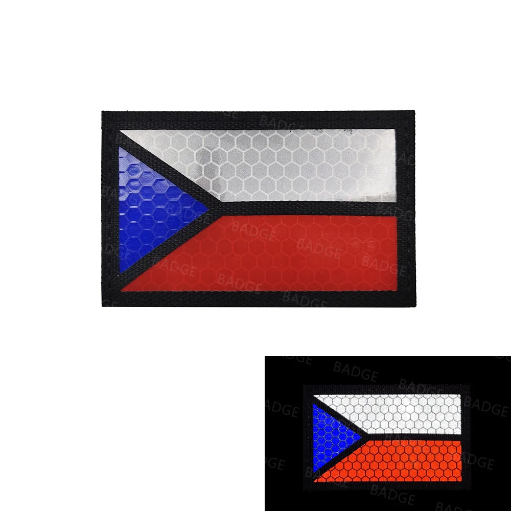 Parches de bandera de República Checa, brazalete bordado de gancho y bucle, parche táctico reflectante para mochilas, sombrero, ropa, chaquetas - imagen 4