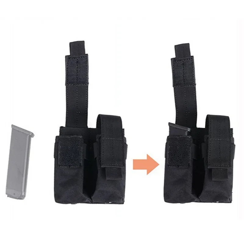Militar doble cinturón suave doble bolsa magnética, revista, soporte para linterna, accesorios para armas de caza, 9mm - imagen 3