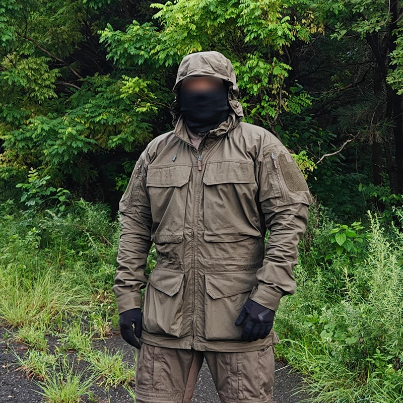 2024 Actualización M2 rompevientos táctico chaqueta mediana a larga para hombres chaqueta de camuflaje al aire libre a prueba de viento chaqueta de trabajo Durban Camo - imagen 4