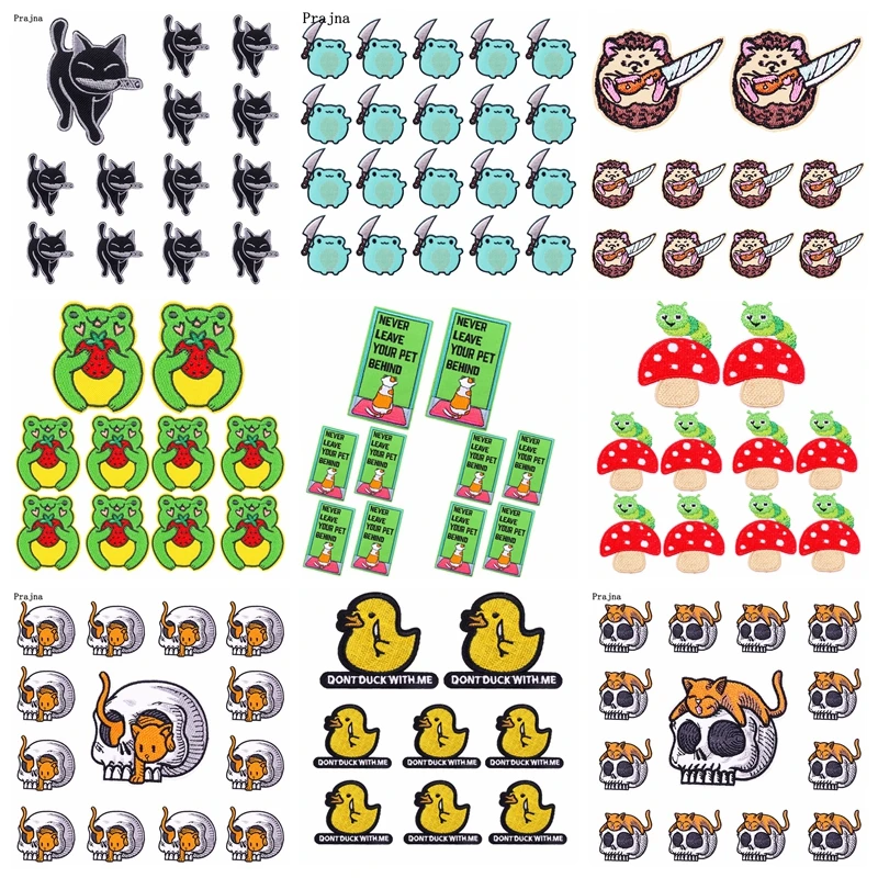 Parche bordado de gato de dibujos animados, 10 piezas, Animal, Rana, bordado, coser, planchar en la ropa, coser, decorar, pegatinas