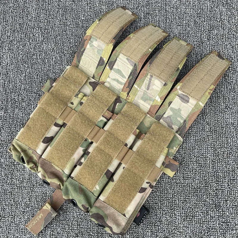 Bolsa para revista Airsoft Multicam M4, chaleco táctico Molle, bolsa para Mag con Panel frontal, soporte para Mag cuádruple desmontable para caza - imagen 5