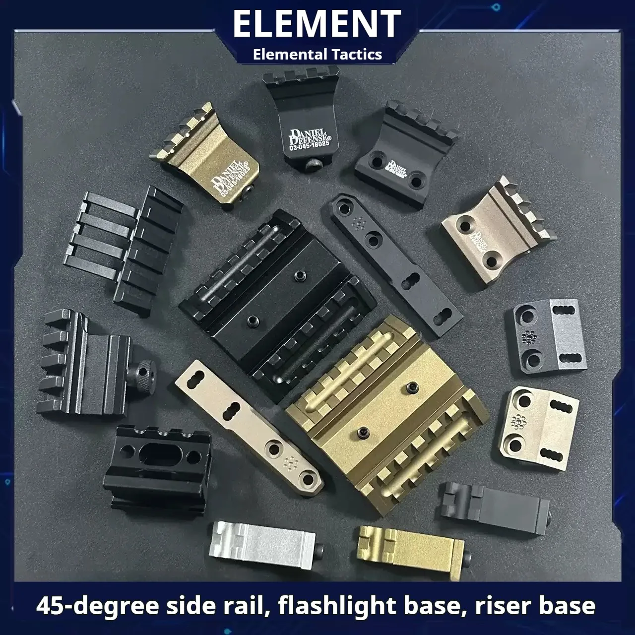 Riel lateral táctico de doble cara de 45 grados, base que aumenta la altura de 3 ranuras, soporte de metal, mira láser para linterna que aumenta la altura