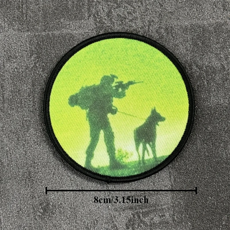 Parche táctico "soldados y perros" para ropa, brazalete impreso, insignia de moral, parches con gancho, pegatinas para mochila - imagen 3