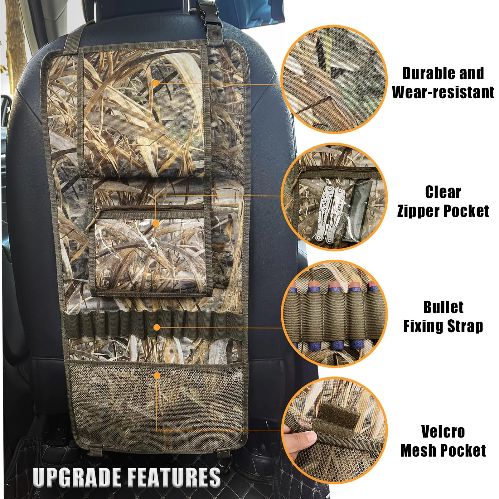 Estante táctico para pistola trasera de asiento de coche, organizador de correa de fijación de balas para Rifles de caza, soporte para camioneta, 2 paquetes - imagen 3