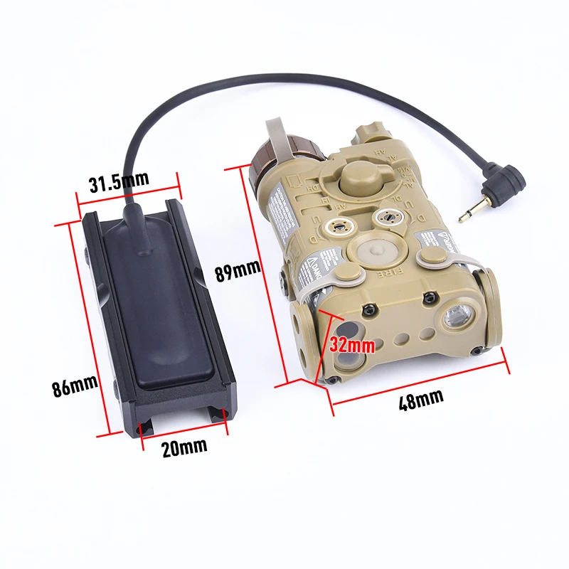 WADSN NGAL-láser de puntería de punto rojo, verde, azul, sin función IR, luz estroboscópica blanca con interruptor de presión, Base fija para riel de 20MM - imagen 3