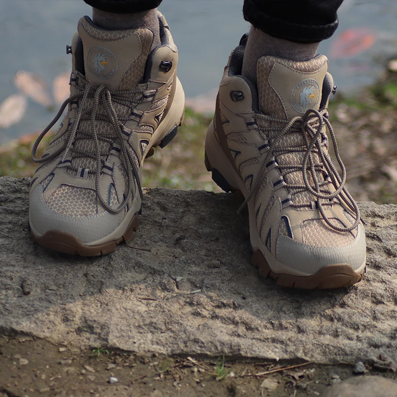 ROCKROOSTER-zapatos de senderismo impermeables para hombre, botas tácticas de combate en el desierto, zapatillas de cuero de vaca para exteriores, zapatos de trekking - imagen 3