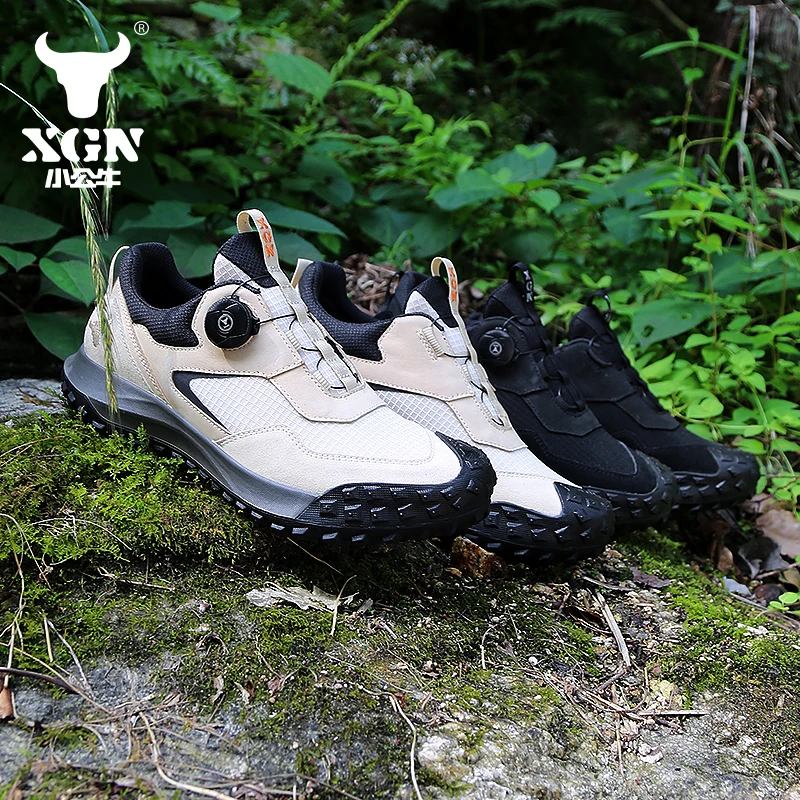 XGN-zapatos de senderismo de piel de vaca para hombre, botas de caza impermeables, zapatillas de trekking, zapatos para caminar de malla, botas tácticas de viaje de combate en el desierto - imagen 3