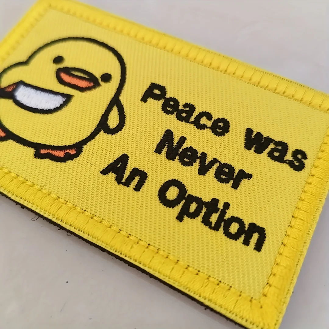 Pato divertido con cuchillo, parche de Velcros, paz, nunca una opción, lindo meme para chaqueta táctica Molle, pantalones vaqueros, manualidades DIY, 1 ud. - imagen 3