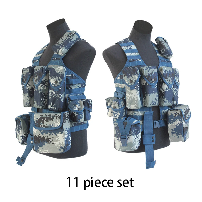 06 Chaleco de camuflaje multifuncional, equipo de entrenamiento de caza, tiro al aire libre, 11 juegos de accesorios - imagen 3