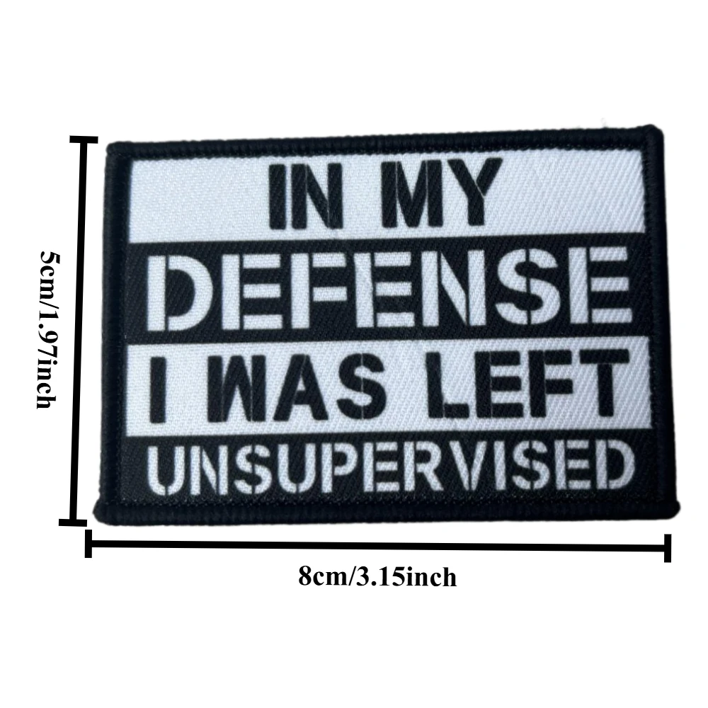 En mi defensa, estaba izquierda, parche Meme sin supervisión, estampado de Humor sarcástico, emblema de gancho y bucle, insignia de moral militar, pegatina para mochila - imagen 2
