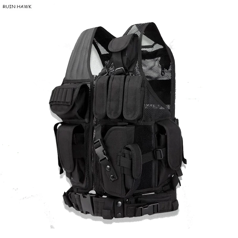 Chaleco táctico Molle ajustable, chalecos de armadura corporal de combate de seguridad, caza de seguridad, ejército, juego CS al aire libre, chaqueta de entrenamiento Airsoft - imagen 4