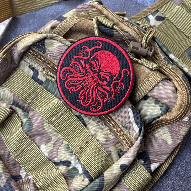 Parche bordado "Octopus" para ropa, insignia de moral táctica, parches con gancho, pegatinas para mochila, brazalete