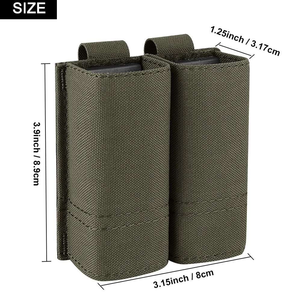 KRYDEX-bolsa táctica doble para revistas Molle, 9mm, 40, 45 Mag, funda, inserto de liberación rápida, accesorios de tiro para pistola de caza - imagen 5