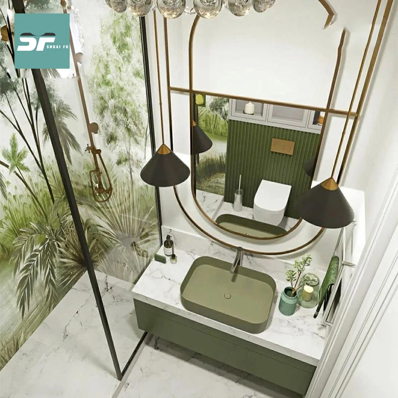 Gabinete de baño de viento moderno y lujoso, fregadero de pie personalizado, lávese la cara y lávese la cara, simple y hermoso - imagen 3