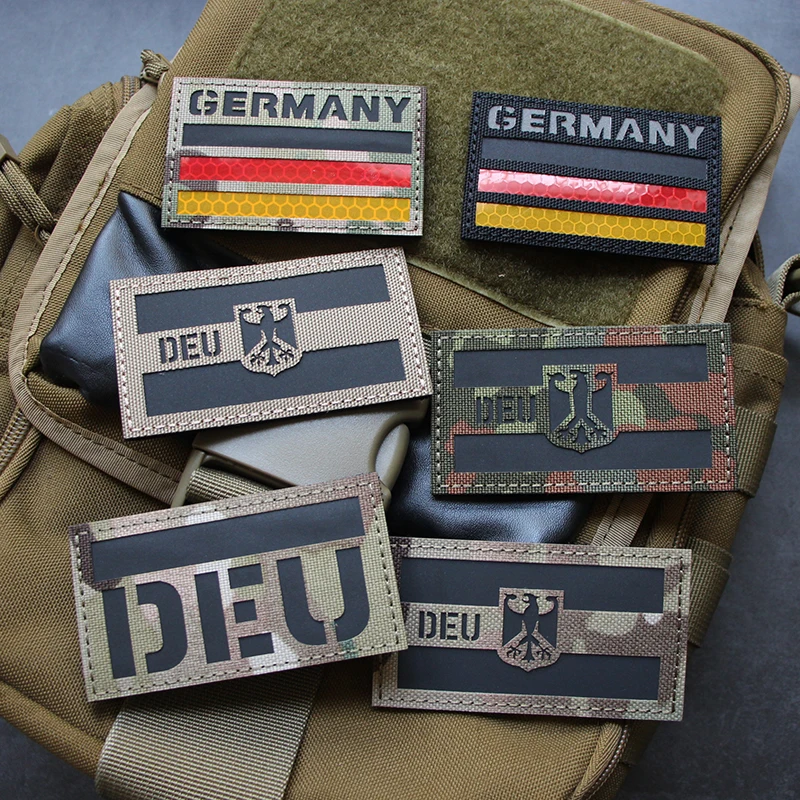 Insignia reflectante IR con bandera alemana cortada con láser CAMO DEU escudo moral brazalete alemán versión alemana chaqueta Camou mochila HookPatch - imagen 2