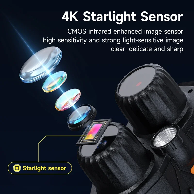 Gafas de visión nocturna 4K, 5W, 850NM, alcance de caza, batería recargable de 5000mAh, pantalla HD de 3 pulgadas, binoculares infrarrojos térmicos digitales 10x - imagen 5