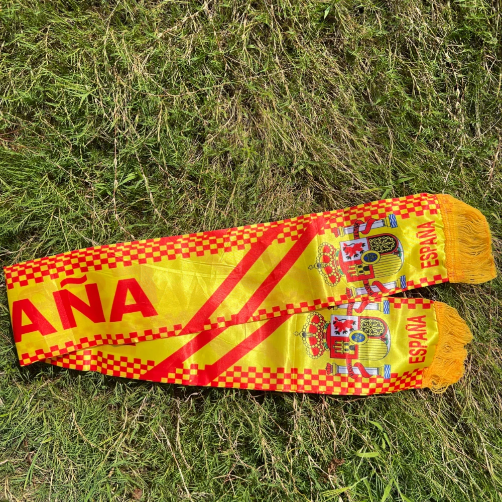 Bufanda de España, 14x130cm, estampado de doble cara, satén, aficionados al fútbol, bufanda de España, banderas, pancarta para decoración deportiva - imagen 3