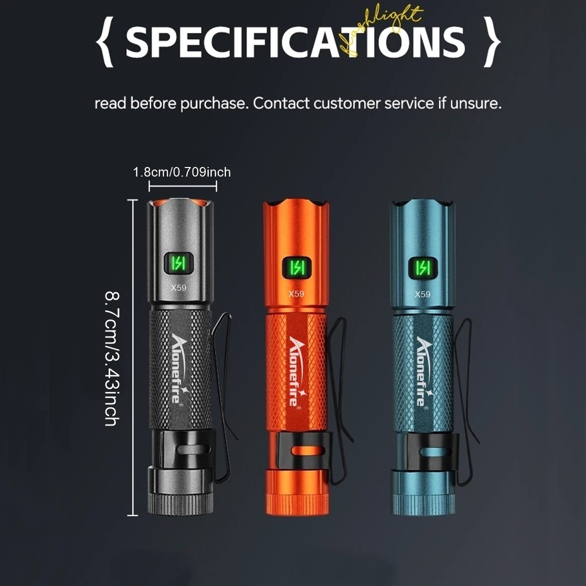 Linterna táctica EDC recargable USB con imán y alta potencia