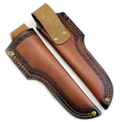 Primera capa de cuero de vaca, Material de cuero de vaca, funda de cuchillo recta, funda de hoja fija, soportes para pantalones
