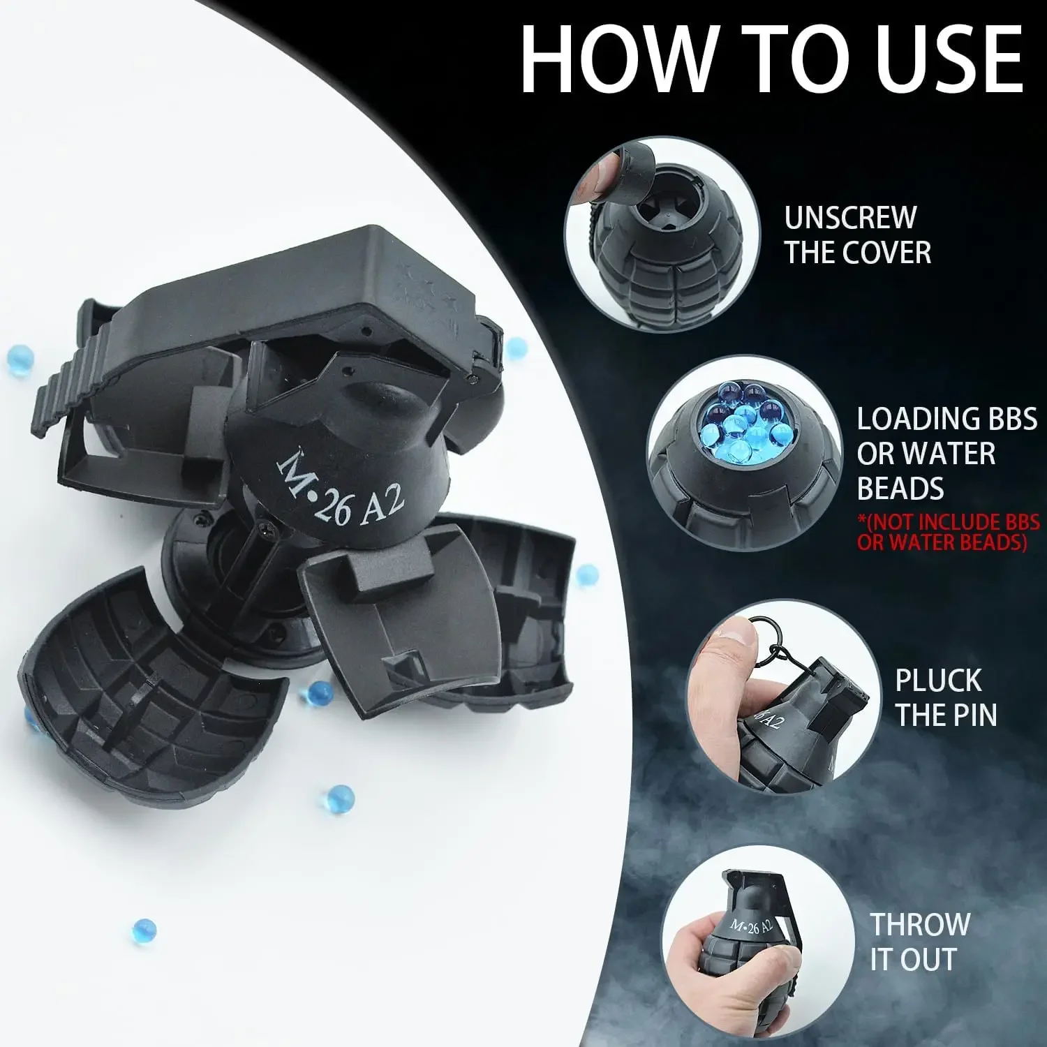 M26A2 Airsoft Grenada Toys1/2 uds Granada táctica juego de batalla de plástico juguete granadas de mano anillo de tracción juguetes juego de rol modelo Prop - imagen 4