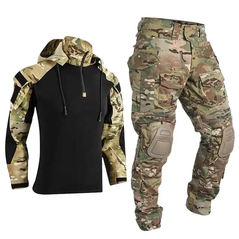HAN WILD-camisas tácticas para hombre, ropa de trabajo de Paintball Airsoft, pantalones, uniforme con almohadillas, trajes de combate de tiro, pantalones de acampada de camuflaje estadounidense - imagen 3