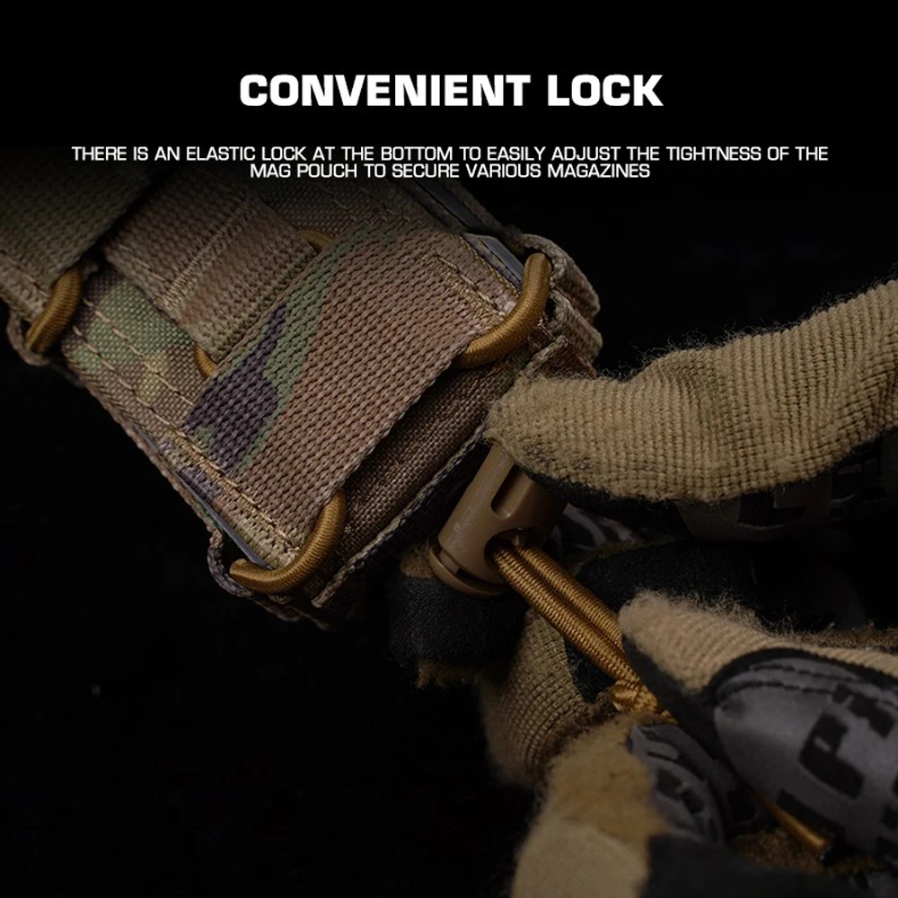 Bolsa táctica para revista de una sola pistola, fijación de cordón elástico Molle para caza al aire libre, Airsoft, soporte magnético de 9mm, equipo para linterna - imagen 5