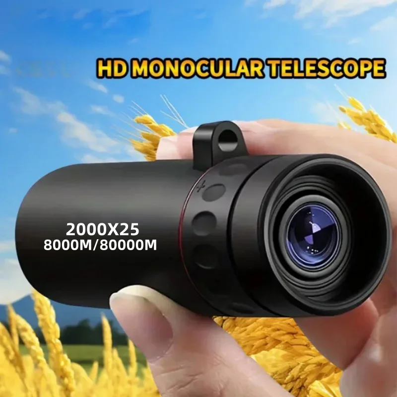 Monocular de largo alcance para acampada y caza, Monocular de aumento 12X HD de 2000x25, accesorio potente para Mini telescopio de teléfono - imagen 2