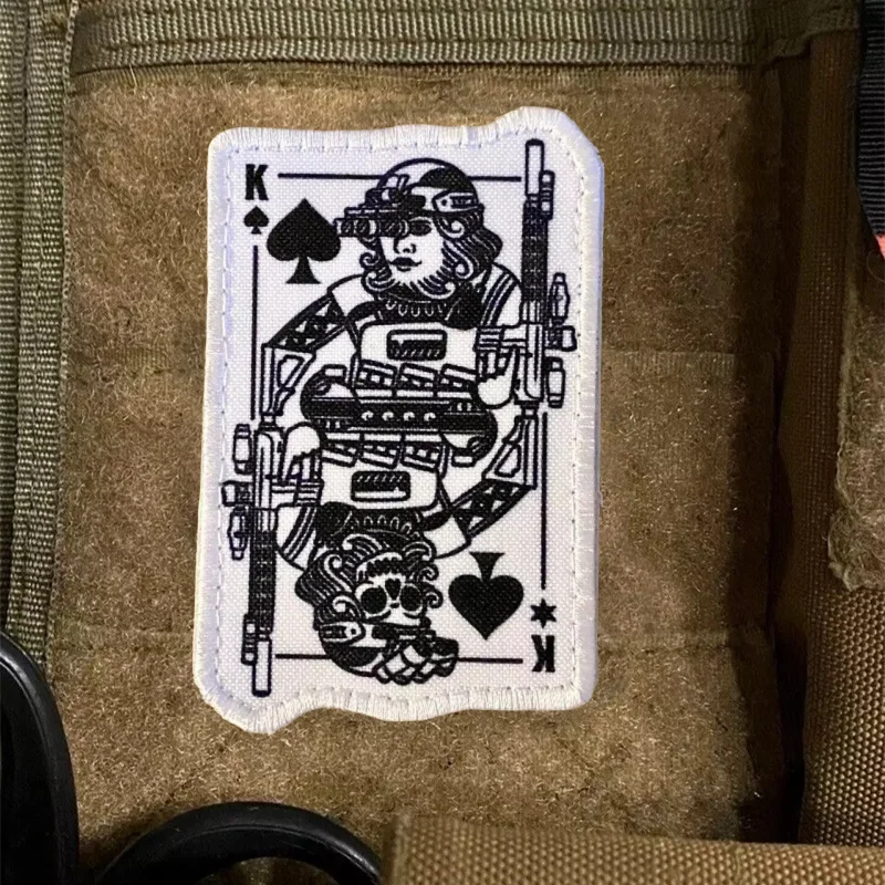 Parche estampado King of Spades para ropa, insignia de moral, parches militares con gancho y bucle, pegatina para mochila táctica, brazalete - imagen 2