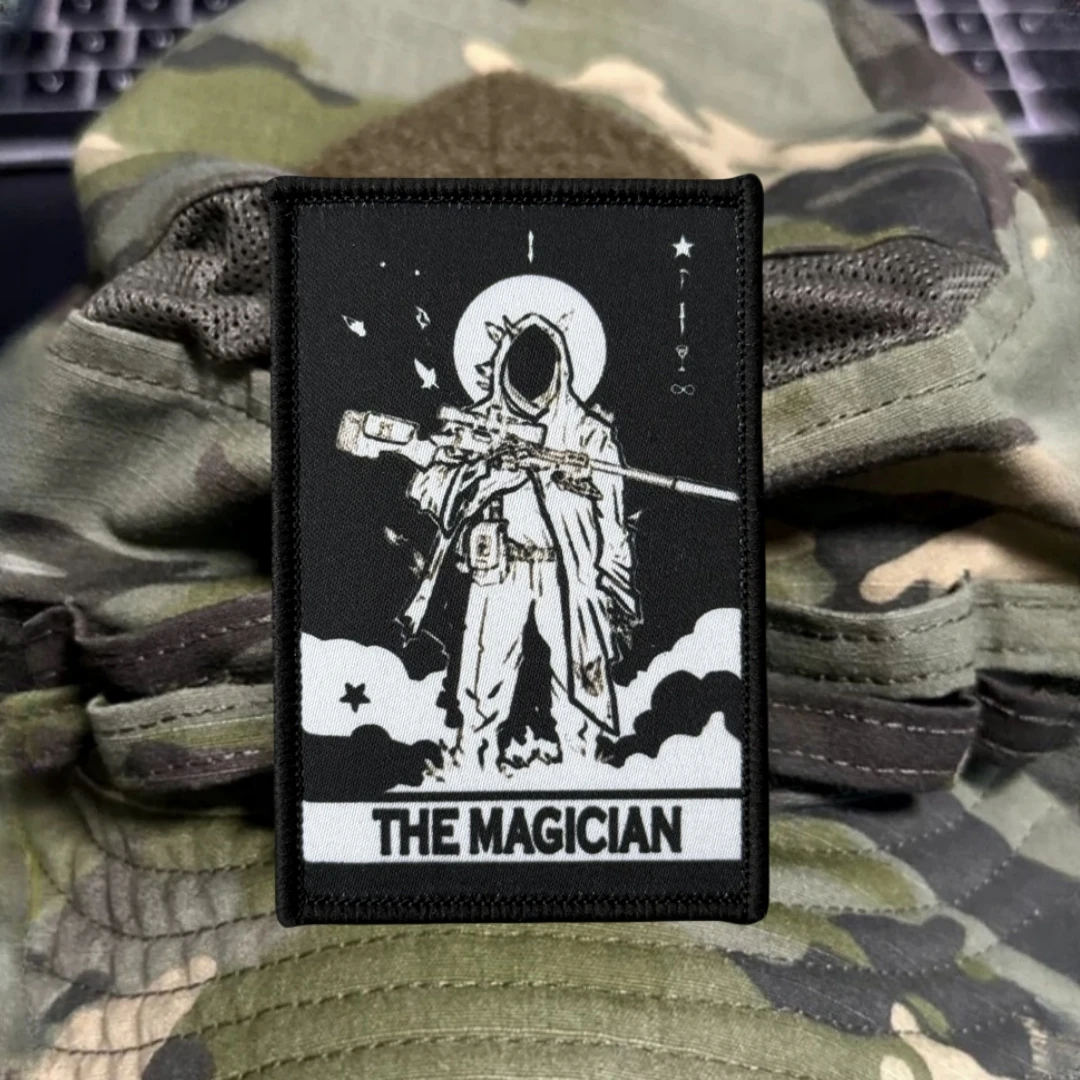 Parches tácticos de moral de tarjeta de Tarot de francotirador para ropa, parche de gancho y bucle impreso de operador AK, mochila militar, pegatina para sombrero - imagen 3