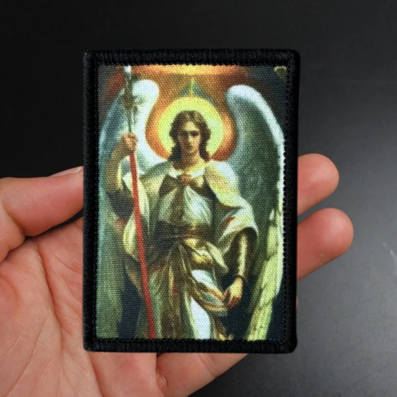 Parche de Arcángel Michael para ropa, insignia de moral táctica, brazalete con estampado, gancho, parches militares, pegatina para mochila