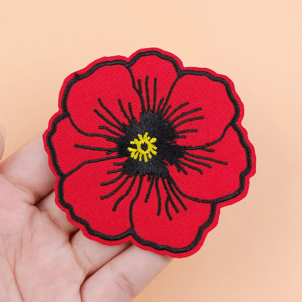 Parche para planchar con flores rojas, parche para ropa, bonito parche bordado, accesorios de ropa, pegatinas de costura - imagen 3