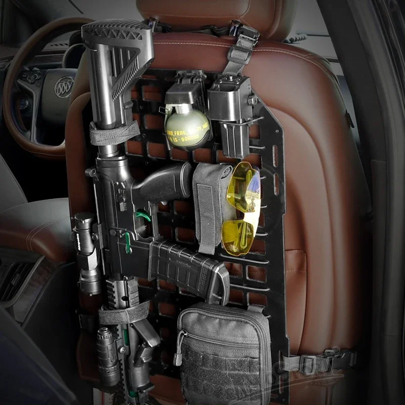 Organizador táctico para asiento trasero de coche, equipo de instalación de carga portátil para asiento de vehículo MOLLE de caza, Panel de inserción de tablero PP - imagen 3