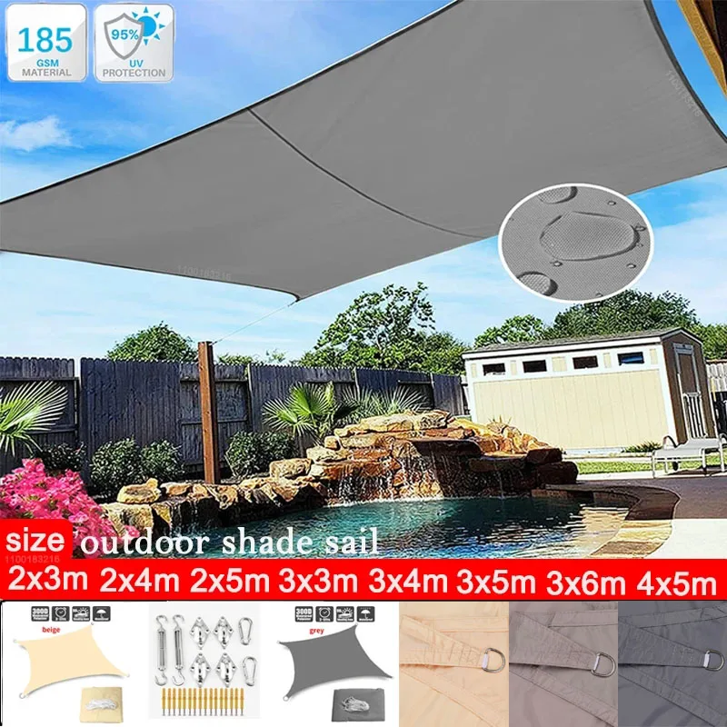 Vela de sombra Rectangular 300D, toldo de poliéster impermeable para jardín, Patio, natación, Camping, senderismo - imagen 2