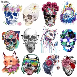 Prajna-Parches coloridos de calavera para planchar en la ropa, pegatina térmica de transferencia de calor, Punk, DIY