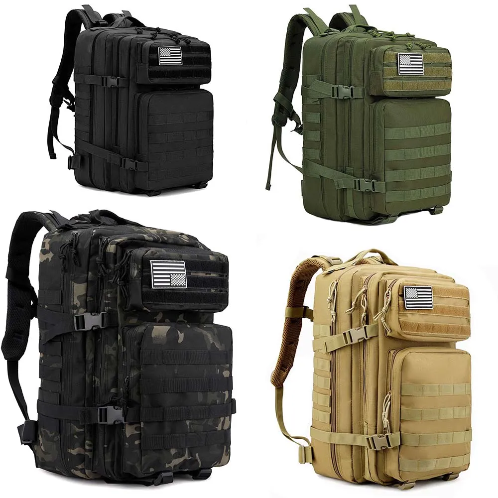 Mochila deportiva táctica de 45L, paquete de asalto del ejército Molle, paquete de asalto de 3 días, mochila de senderismo, mochila duradera para equipo al aire libre